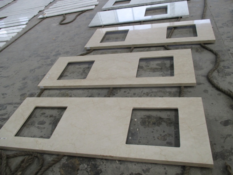 Botticino Classico custom marble bathroom vanity tops