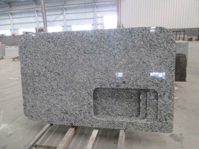 Sea wave white granite spary white Polished Granite Countertops for Home